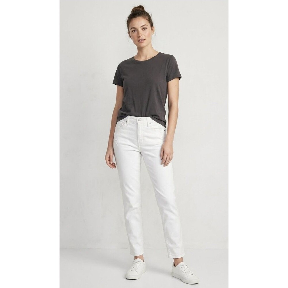 Universal Threads Jean Pant Women Size 6 White Denim Raw Hem High Rise Skinny